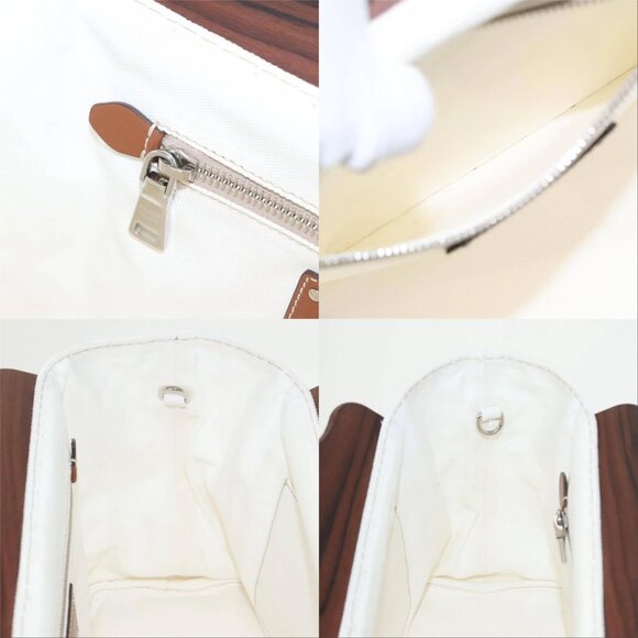 PRADA Canapalage Hand Bag Canvas White Silver 1BG350 Auth 101308SV - Picture 15 of 15